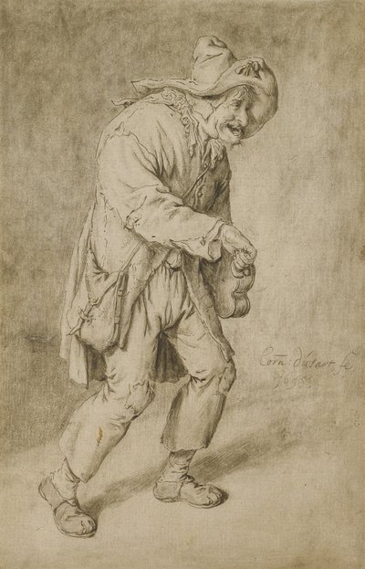 Draailierspeler, 1695 door Cornelis Dusart