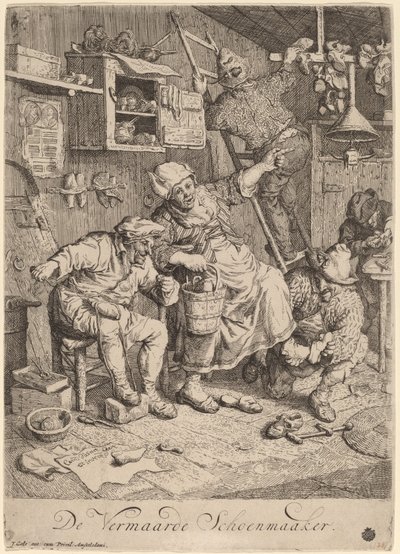 De vrolijke schoenmaker door Cornelis Dusart