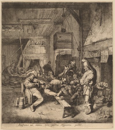 Violenspeler Zittend in een Herberg door Cornelis Dusart