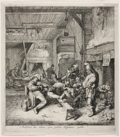 Violenspeler zittend in de herberg door Cornelis Dusart
