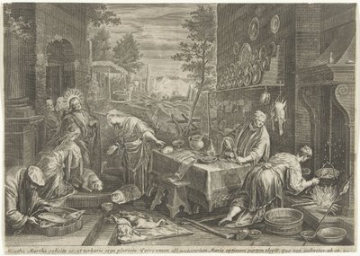 Christus in het huis van Marta en Maria door Cornelis Galle (I)