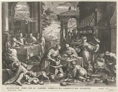 Gelijkenis van de rijke man en de arme Lazarus door Cornelis Galle (I)