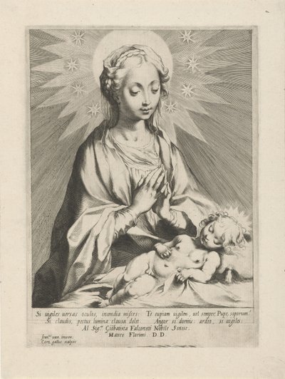 Maria aanbidt het Christuskind door Cornelis Galle (I)
