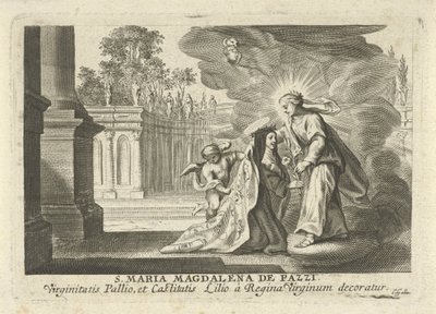 Maria geeft een lelietak aan de H. Maria Magdalena de Pazzi door Cornelis Galle (I)