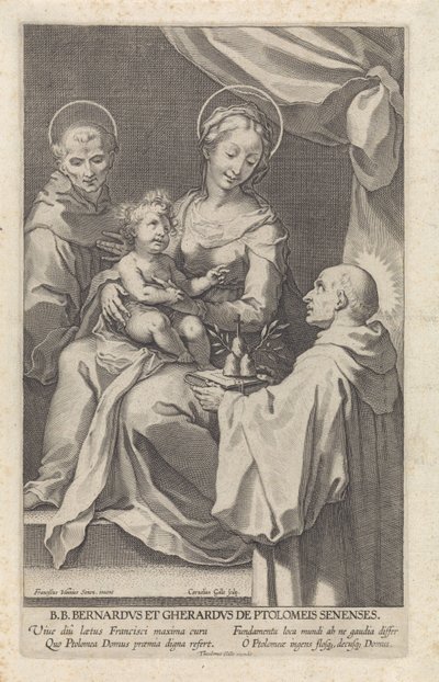 Maria met Kind en de H. Bernardus van Siena en H. Gerardus door Cornelis Galle (I)