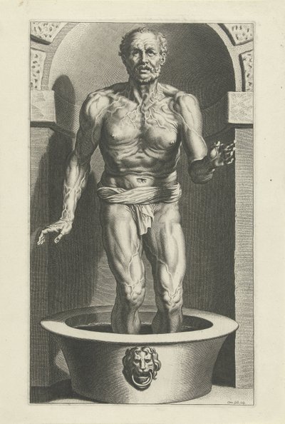 Seneca staand, met zijn voeten in bad door Cornelis Galle (I)