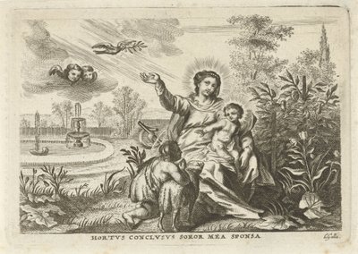 Maria met Kind en Johannes de Doper in de Hortus Conclusus door Cornelis Galle (II)