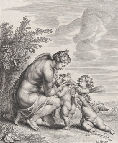 Venus voedt drie Cupido