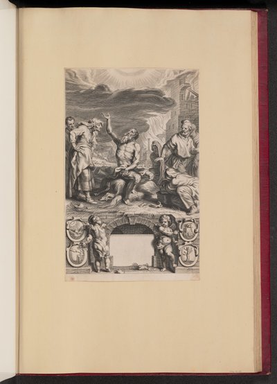 Titelpagina voor Balthasar Cordier, Iob Elvcidatvs door Cornelis Galle II after Abraham van Diepenbeeck