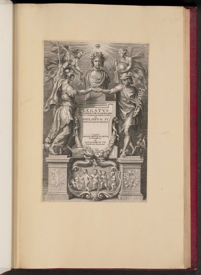 Titelpagina voor Frederik de Marselaer, Legatvs door Cornelis Galle II after Sir Peter Paul Rubens