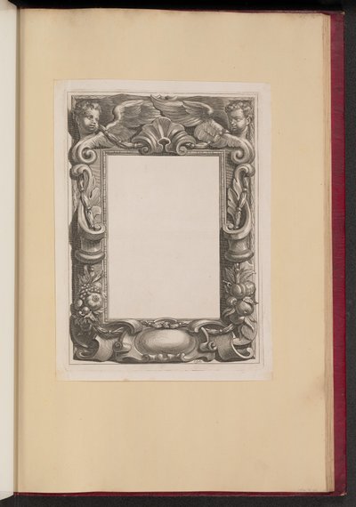 Randillustratie met Twee Putti en Fruit door Cornelis Galle I