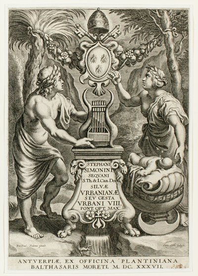 Titelpagina uit Silvae Urbanianae door Cornelis Galle I