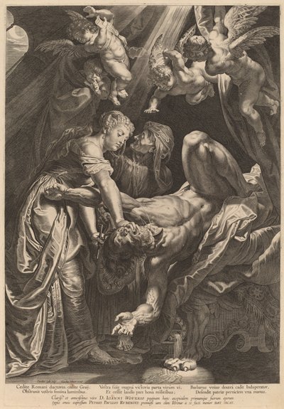 Judith onthoofdt Holofernes door Cornelis Galle I after Sir Peter Paul Rubens