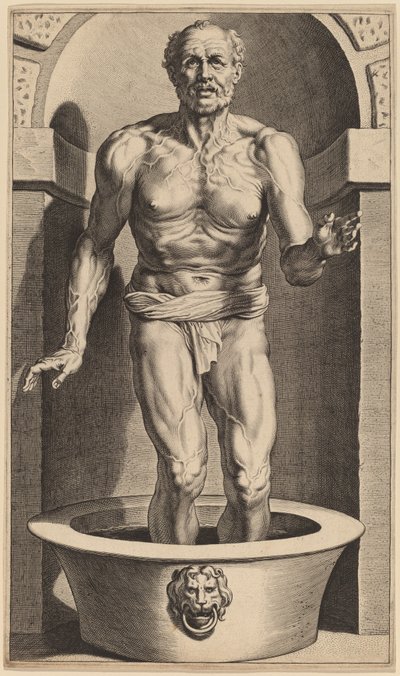 Seneca staande in het bad door Cornelis Galle I after Sir Peter Paul Rubens