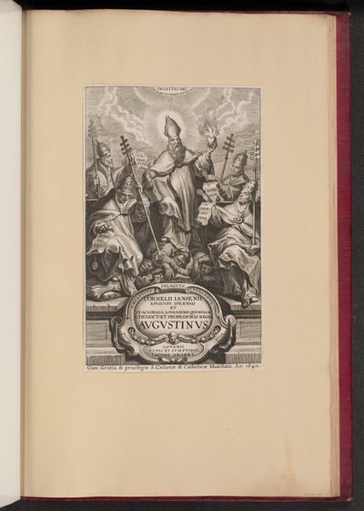 Titelpagina voor Cornelii Iansenii ... Avgvstinvs door Cornelis Galle I after Sir Peter Paul Rubens
