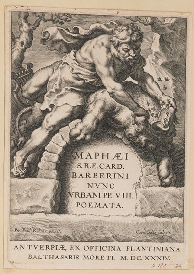 Titelpagina voor Maffeo Barbarini, Poemata door Cornelis Galle I after Sir Peter Paul Rubens
