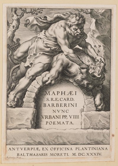 Titelpagina voor Maffeo Barbarini, Poemata door Cornelis Galle I after Sir Peter Paul Rubens