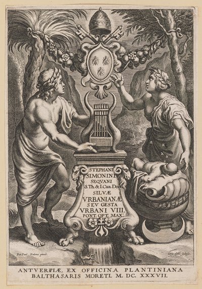 Titelpagina voor Stephanus Simonini, Silvae Urbaninae door Cornelis Galle I after Sir Peter Paul Rubens