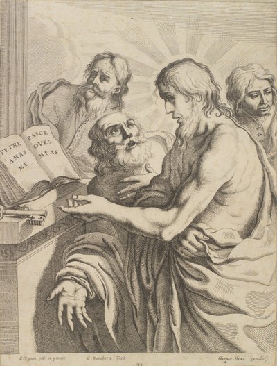 Christus presenteert Petrus de sleutels door Cornelis I Danckerts