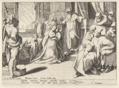 Ester voor Ahasveros door Cornelis Jacobsz. Drebbel