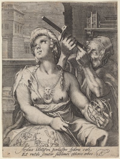 Astronomie door Cornelis Jacobsz Drebbel, after Hendrik Goltzius