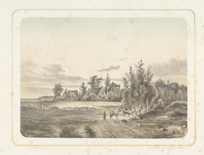 Landschap met boerin en koeien door Cornelis Jan Bolt