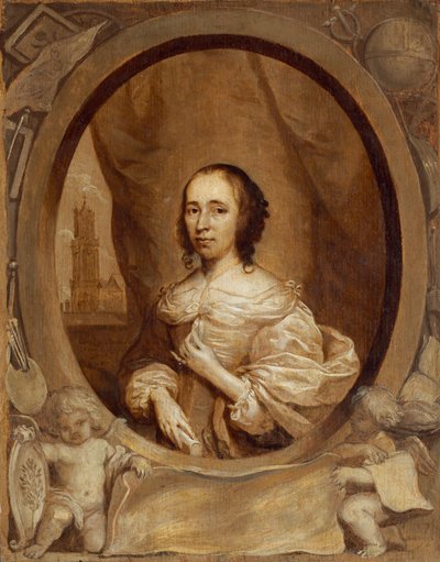 Anna Maria van Schurman, 1657 door Cornelis Janssens van Ceulen