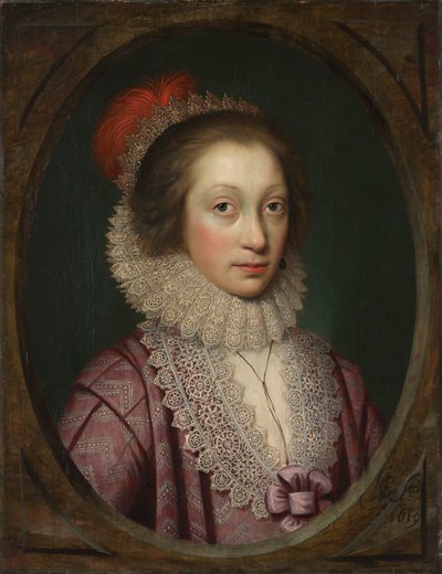 Portret van een vrouw, mogelijk Elizabeth Boothby, 1619 door Cornelis Jonson