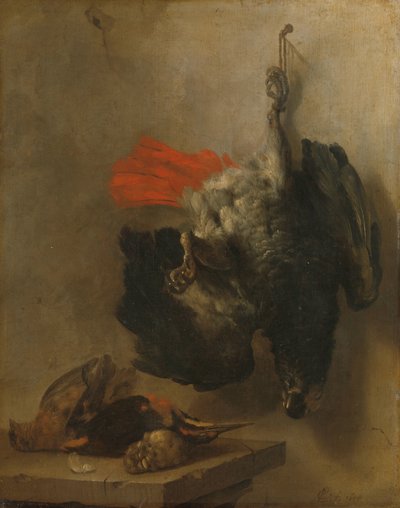 Stilleven met papegaai en snippen door Cornelis Lelienbergh