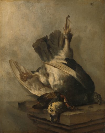 Stilleven met specht en snippen door Cornelis Lelienbergh