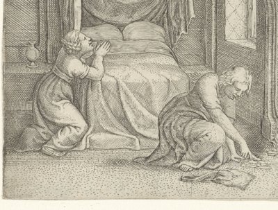 Huwelijksnacht van Tobias en Sara door Cornelis Massijs