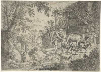 Herder met geiten en koeien door Cornelis Matthieu