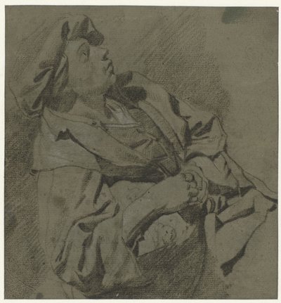 Jongen in een baret, achterover leunend door Cornelis Pietersz. Bega