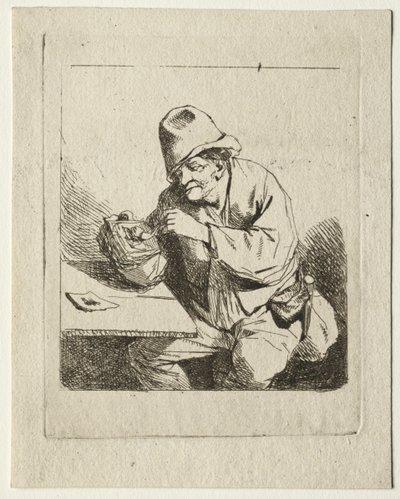 Boer die zijn pijp aansteekt door Cornelis Pietersz Bega