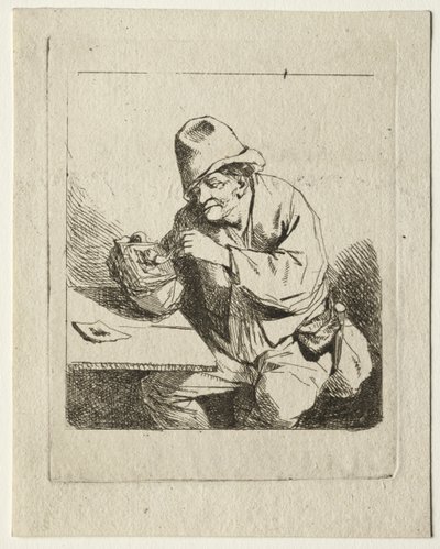 Boer die zijn pijp aansteekt, midden 1600s door Cornelis Pietersz Bega