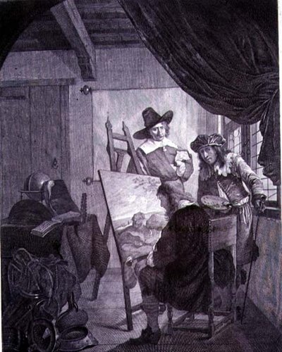 De beschermheer en de schilder (naar een 17e-eeuws schilderij van Cornelis Bega) door Cornelis Pietersz Bega