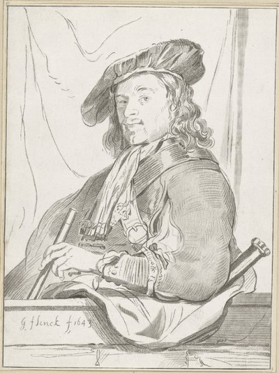 Man bij Borstwering door Cornelis Ploos van Amstel (signed by artist)