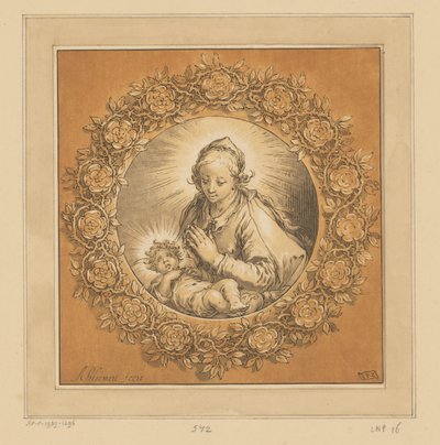 Maria met Christuskind door Cornelis Ploos van Amstel (signed by artist)
