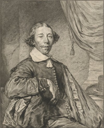 Portret van een man door Cornelis Ploos van Amstel (signed by artist)