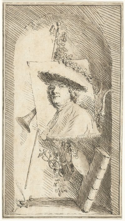 Zelfportret van Cornelis Ploos van Amstel door Cornelis Ploos van Amstel (signed by artist)