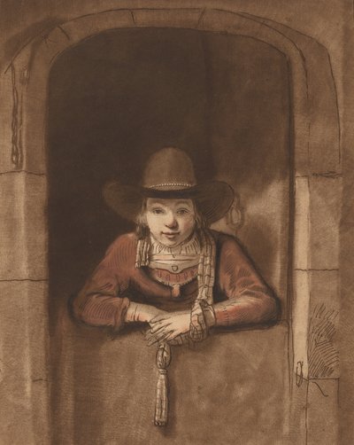 Jongen leunend over een lagere deur, 1763, gepubliceerd 1765 door Cornelis Ploos van Amstel