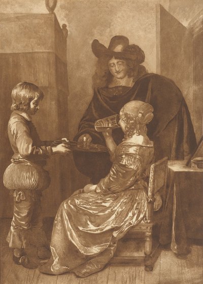 Heer en dame met page door Cornelis Ploos van Amstel