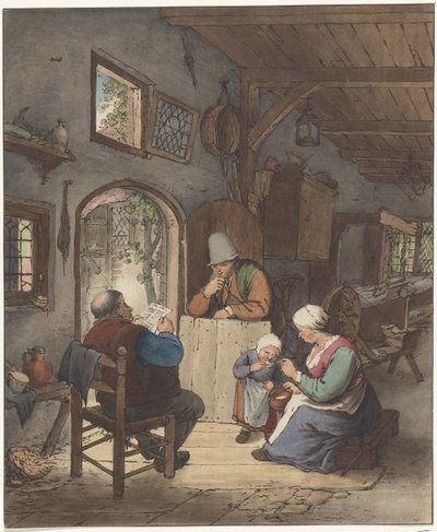Krantlezer in interieur door Cornelis Ploos van Amstel