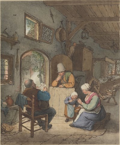 Krantlezer in interieur door Cornelis Ploos van Amstel