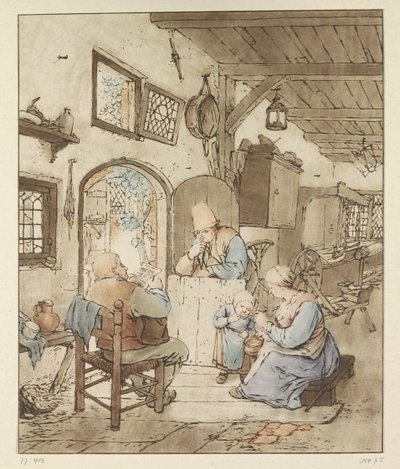 Krantlezer in interieur door Cornelis Ploos van Amstel