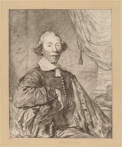 Portret van een zittende man door Cornelis Ploos van Amstel