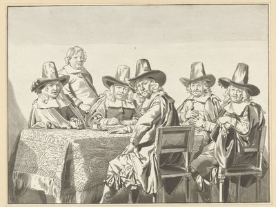 Regenten van het weeshuis te Haarlem door Cornelis Ploos van Amstel