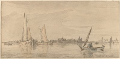Rivier met stad door Cornelis Ploos van Amstel