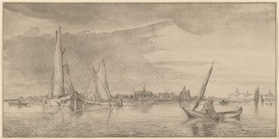 Rivier met Stad door Cornelis Ploos van Amstel