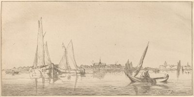 Rivier met Stad door Cornelis Ploos van Amstel